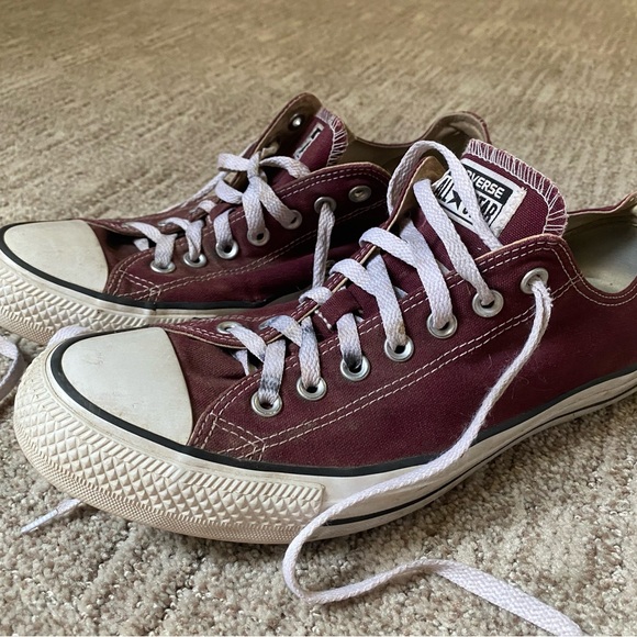 Converse Maroon Canvas Sneakers with White Accents - Picture 1 of 5